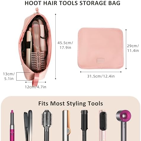 Gosect Hair Tool Travel Bag with Removable Heat Resistant Mat, Hot Hair Tools Travel Storage Pouch for Curling Iron, Flat Iron, Hot Hair Brush, Hair Dryer, Hair Styling Accessories(Pink) - Image 2