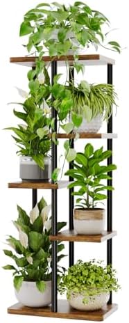 Bamworld Plant Stand 5 Tier Corner Metal Shelf Brown by Bamworld