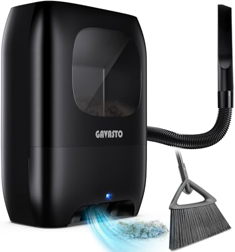 GAVASTO Pro Touchless Vacuum Automatic Dustpan - Ultra Fast & Powerful - Great for Sweeping Salon Pet Hair Food Dirt Kitchen, Canister Vacuum Cleaner Trash Can, Bagless, Auto Sensors, 1500 Watt-Black by GAVASTO