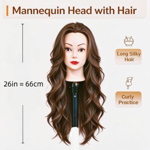 Mannequin Head for Braiding, 26" Cosmetology Mannequin Head with Hair - Image 3