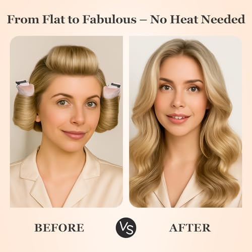 Heatless Hair Curler Set – 4PCS Velvet Overnight Blowout Rods for Heatless Curls, Jumbo Flexible Curling Rods to Sleep In, No Heat Curling Tools for Natural Waves and Curls Pink - Image 3
