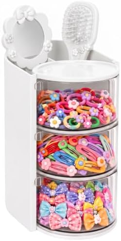 Rotatable 3-layer Hair Accessories Organizer with 200 Hair Ties by Unknown