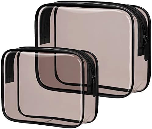 PACKISM Clear Makeup Bag Travel - TSA Approved Toiletry Bag, 2 Black Brown by Packism
