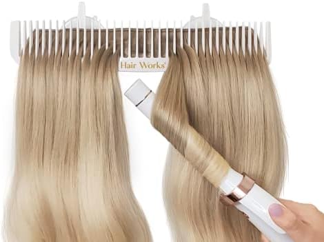 Hair Works ULTRA Hair Extension Holder - Professionally Designed to Hold Extra Wide Wefts including Halos, Hand Tied, Beaded Wefts and Full Bundles While You Wash, Color, Style & Store (White) by Hair+Works