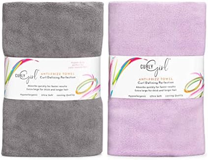 Curly Girl NEW (2 Pack) Microfiber Hair Towel - Anti-Frizz - Absorbent - Fast Drying - for Curly Hair by CURLYGIRL