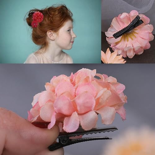 21 PCS Hair Flowers Boho Hair Barrettes Accessories Hawaiian Silk Flower Clips Girls Red Floral Bride Headpiece Festival(Red) - Image 6