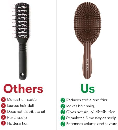 FRAMAR Soft Boar Bristle Hair Brush – Slick Back Brush, Boar Bristle Brush - Image 5