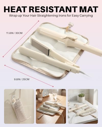 Hair Tools Travel Bag with Heat Resistant Mat, Taupe Beige - Image 3