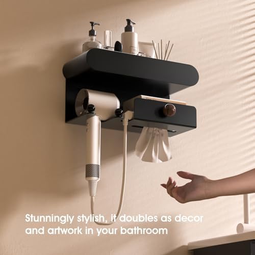 Universal Hair Dryer Holder, Hair Tool Organizer with Shelf for Bathroom, Hair Accessories Organizer for Blow Dryer, Curling Iron, Straightener - Image 3