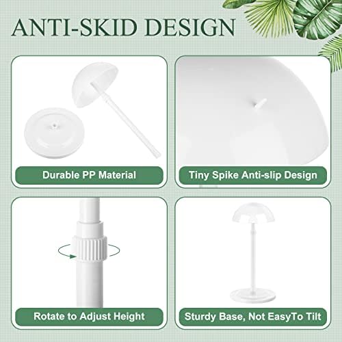 Tatuo 8 Pcs Wig Stand, 9.8"-18.9" Adjustable Height Wig Head Holder, White - Image 3