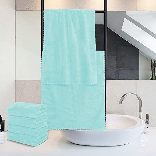 MOONQUEEN 18 Pack Premium Hand Towels - Quick Drying - Microfiber Coral Velvet Highly Absorbent Towels - Multipurpose Use as Hotel, Bathroom, Shower, Spa, Hand Towel 16 x 28 inches (Frozen Blue) - Image 3