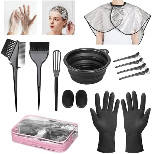 ROOHUA 14 Pcs Hair Dye Kit with Brush, Reusable Home Salon Color Hair Tools by ROOHUA