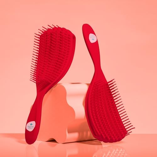 Nature Spell FlexiFlow Detangling Hair Brush, Flexible Strands, Red - Image 7