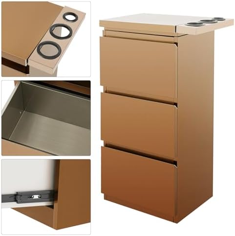 3-Drawer Barber Storage Cabinet - 201 Stainless Steel Hairdressing Tool Organizer with Hair Dryer Holder (17.9x11.8x32.7in) for Salon/Bathroom/Home (Rose Gold) - Image 7