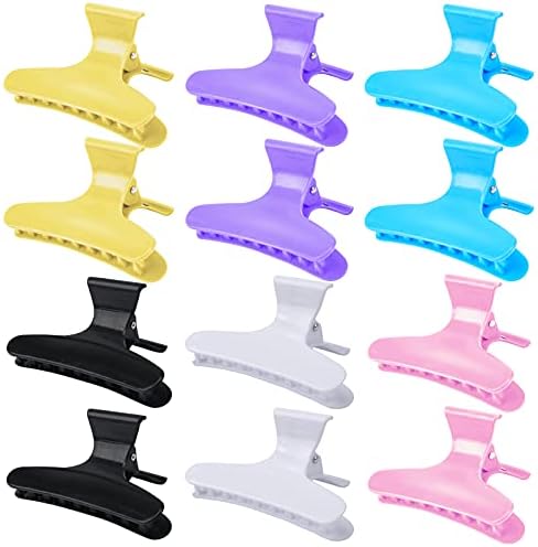 Ondder 12 Pack Butterfly Hair Clamps Clips Hair Claw Clips Salon Pro Section Clip for Styling, Sectioning, Cutting, Coloring Large Hair Clips Hairdressing Salon Tool Hair Accessories for Women Girls by Ondder