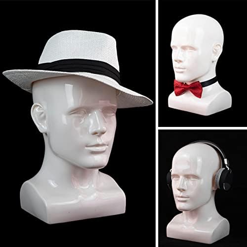 FanLin Male Mannequin Head Professional Manikin Head for Display Wigs Hats Headphone Mask Sunglasses Jewelry and Scravat Display Stand (Light white) - Image 5