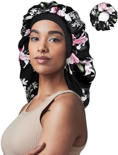 Long Satin Bonnet for Natural Hair Large Sleep Cap for Braids by Awefeel