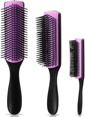 Patelai 3 Sizes Nylon Cushion Hair Brush 9-Row 5-Row, Black Purple by Patelai