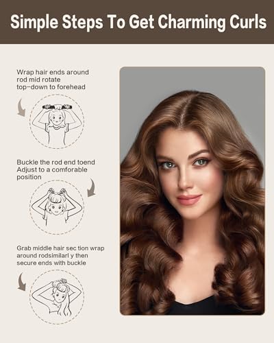 Seritant Heatless Curls Overnight with Satin Head Scarf, Velvet Hair Rollers for Blowout Look, No Heat Curling Rod for Long Thick Hair, Soft Sleep In Flexi Rods - Image 3