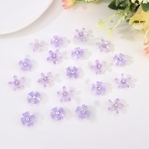 Purple Flower Mini Hair Clips Wedding & Beach Hair Accessories - Image 5