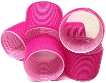 6 Pack Super Jumbo Self Grip Hair Rollers Pro Salon Hairdressing - Big Curlers Create Volume For Long Hair (Hot Pink) by THE+UM24