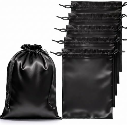 6 Pcs Satin Wig Bags With Drawstring, 13×9.8 Inch Silk Wig Storage Bags by Unknown