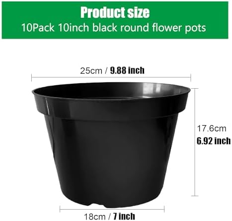 RooTrimmer 10 Inch Plastic Nursery Pots for Plants 10 Pack Plant Pots with Drainage Holes 2 Gallon Nursery Pots Perfect for Indoor Outdoor Plants Such as Herbs, Strwaberrys and Flowers, Black - Image 5