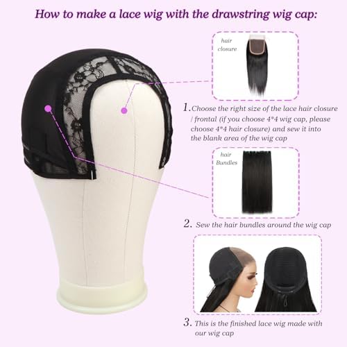 U Part Wig Cap with Drawstring & Anti-Slip Elastic Band Set - Image 6