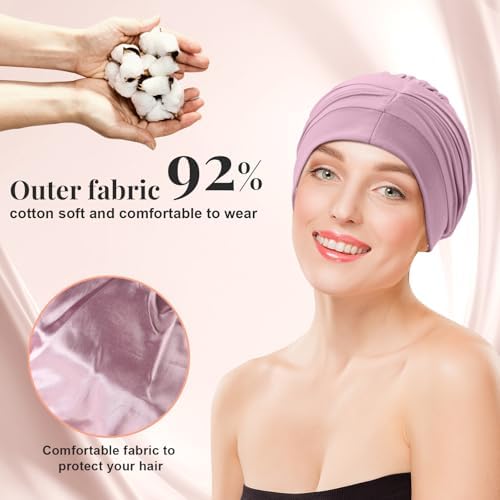 JenPen 4 Pcs Silk Satin Sleeping Bonnet for Women Color - Image 3
