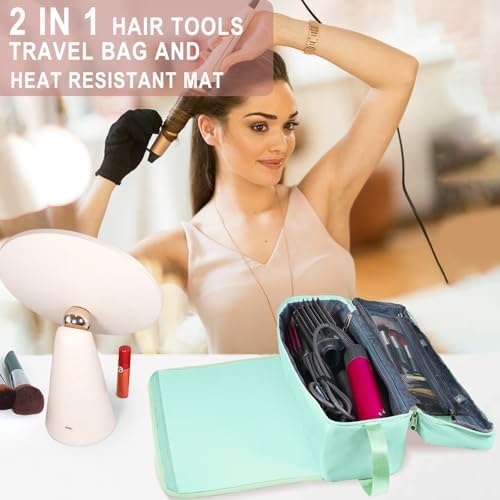 Hair Tools Travel Bag with Heat Resistant Mat Hair Styling Accessories Storage Case for Hair Dryer Flat Iron Straightener Curling Iron Haircare Accessories Travel Essentials for Women - Image 7