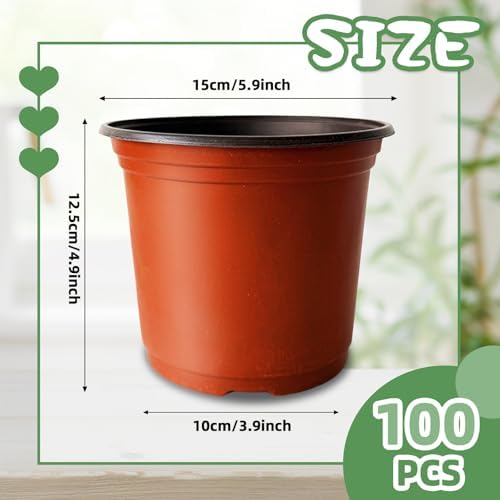 Baaxxango 100 Pcs Plant Nursery Pots,6 Inch Thicker Plastic Seedling Pots with Holes,Seed Starting Pot Flower Plant Container for Succulents,Seedlings,Cuttings,Transplanting - Image 2