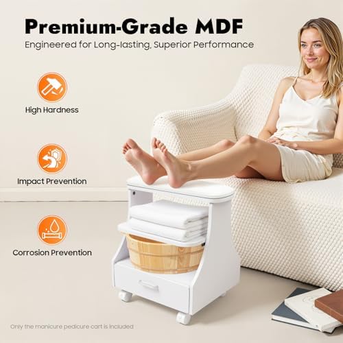 Pedicure Foot Rest Trolley with Wheels and Drawer - Image 2