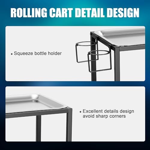 POARMEEY 2-Tier Stainless Steel Tray Tattoo Cart with Wheels - Image 4