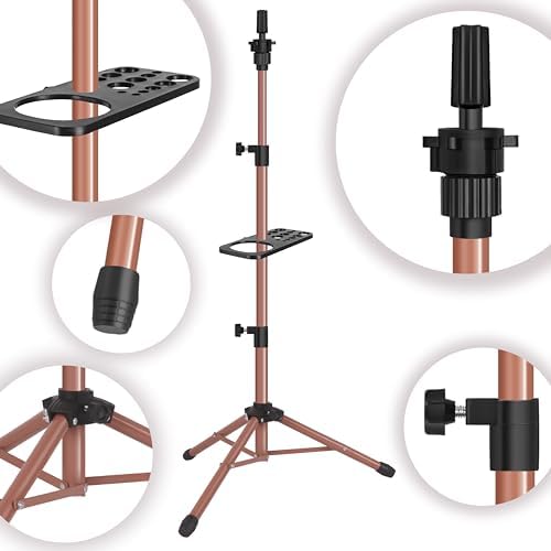 ZQIAN BEAUTY Wig Stand Tripod 50 Inch Metal Wig Mannequin Head Tripod Stand For Hairdressing Training Head Adjustable Wig Tripod Stand with Tool Tray (Latte, Mannequin Head Not Included) - Image 4