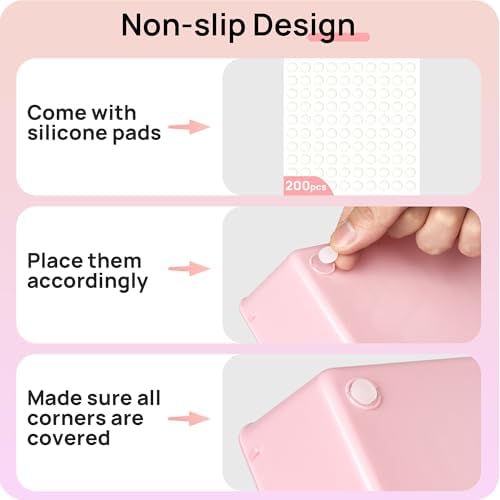 Vtopmart 44 PCS Plastic Drawer Organizers Set, Vanity Organizer Trays, Pink - Image 7