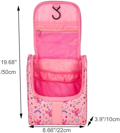 Remobia Hicol Cute Cartoon Hanging Kids Toiletry Bag Children Travel Cosmetic Makeup Organizer Wash Bag Shower bag Over Night Bag Camping Shaving Kit Bag for Boys & Girls(Fairy) - Image 2