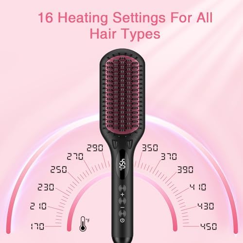 Enhanced Ceramic Hair Straightener Brush by MiroPure, 2-in-1 Ionic Straightening Brush with Anti-Scald Feature, Auto Temperature Lock & Auto-Off Function (Black) - Image 5