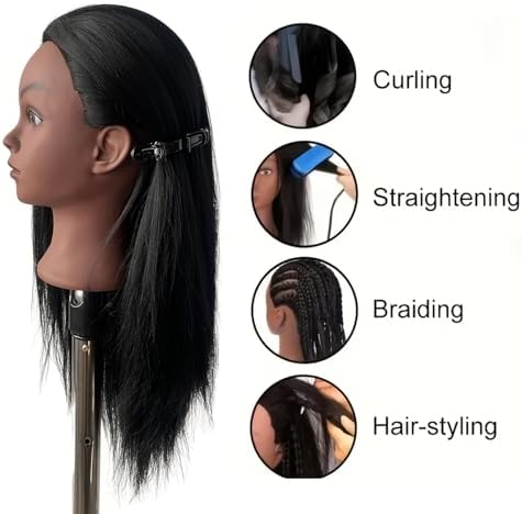 Black Mannequin Head for Braiding, Training Doll Head for Hair Styling Kids - Image 4