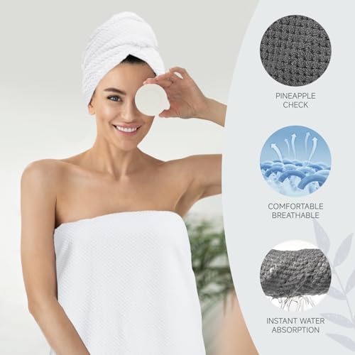 Soft Bath Towel Set of 4, Extra Large Microfiber Towels 35x70 in, Bath Towel Hand Towel Hair Towel Washcloths Set, Quick Dry, Highly Absorbent, for Bathroom Shower Pool Hotel Beach (White, 4 Piece) - Image 4