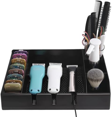Hair Clipper Organizer Case, Multifunctional Barber Tray for Salon, Ideal for Storing Clippers, Scissors, Combs, and Other Tools, Non-Slip ABS Plastic Design by Unknown