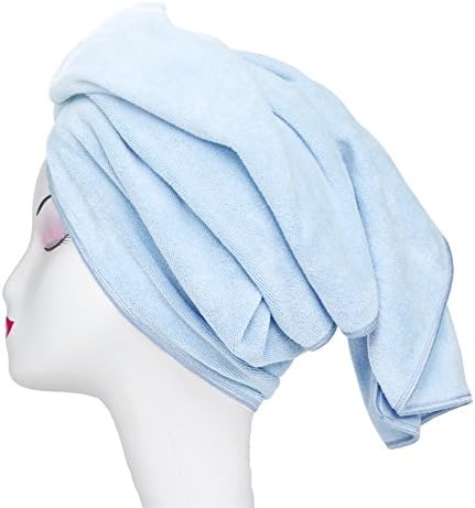 Super Absorbent Anti-Frizz Microfiber Hair Towel Hair Wrap Curly Hair Drying Towel 23.6''x47'' Large Multifunction Towel for Bath Spa Makeup, Light Blue - Image 2