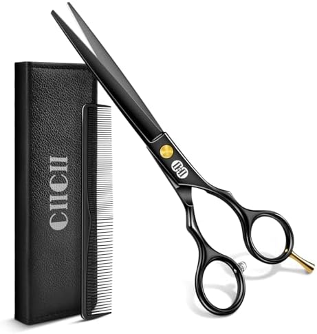 CIICII Hair Cutting Scissors, 6.5 Inch Barber Haircut Scissors Kit (Black) by CIICII