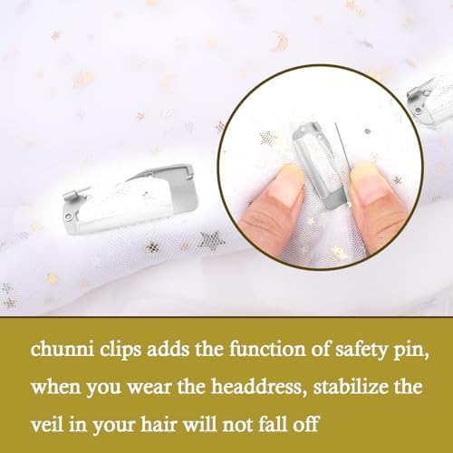 Vodolo Chunni Clips with Safety Pins,8 PCS Strong Chunni Grip Dupatta Setting Clips Indian for Woman Silver - Image 4