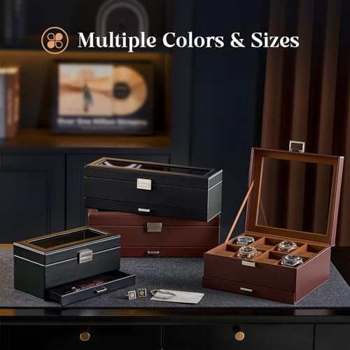 ProCase Watch Case, 8 Slot Mens Watch Box with Drawer -Espresso - Image 6