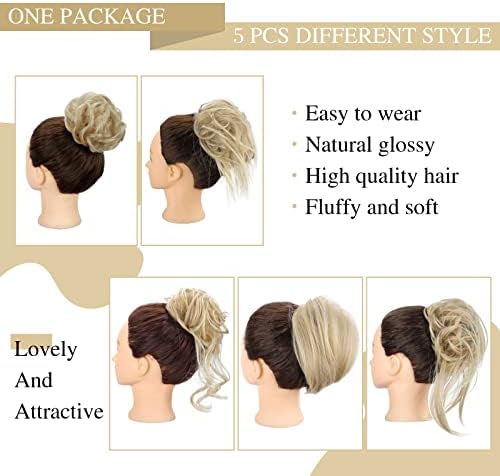 HMD 5 Pieces Messy Hair Bun Hairpiece Tousled Updo for Women - Image 2