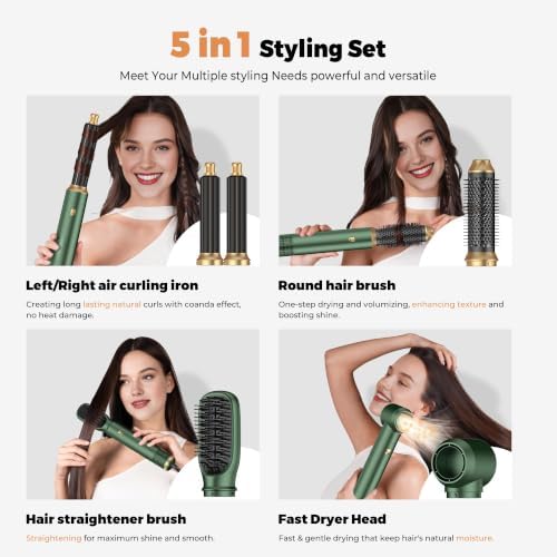 OKWRAP 5-in-1 Hot Air Styler & Blow Dryer Brush Set - 700W Gentle Temperature Hair Multi-Styler with Auto-Wrap Curlers & Round Brush for Fine, Thin, or Damaged Hair, 100-120V US Outlet Only - Image 4
