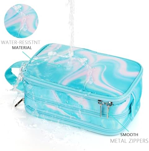 Teal Toiletry Bag for Girls, Travel Toiletry Bag for Teen Girls Cosmetic Bag Makeup Bag Waterproof Hanging Wash Bag Kids Toiletries, Green - Image 4