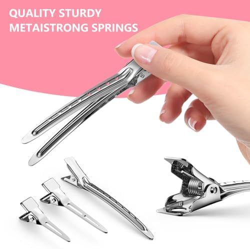 Metal Alligator Hair Clips for Women，Duck Billed Hair Pins 52pcs, Silver Professional Styling Hair Clips for Long Hair Cutting & Needle Rolling& Give Gift- Viywicz - Image 3