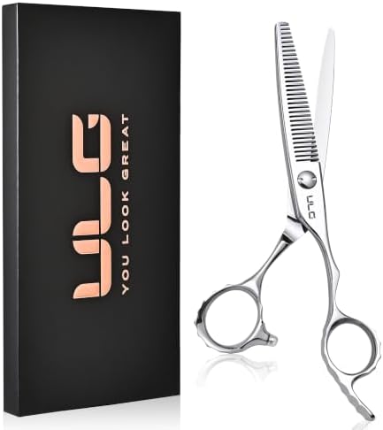 ULG Professional Hair Thinning Scissors & Shears, 6.5" 440C Japanese Stainless Steel Barber Scissors, Hand-Honed Razor Sharp Blades & Ergonomic Offset Handle for Salon & Home Use by ULG