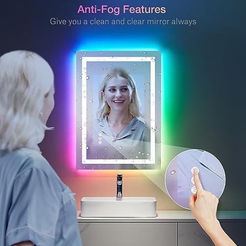 LOAAO 20"X28" RGB LED Bathroom Mirror with Lights, UL Listed - Image 5